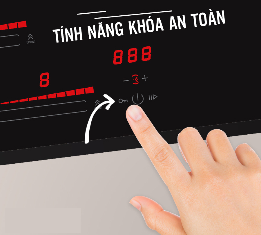 Bếp từ đang bật chế độ khóa trẻ em