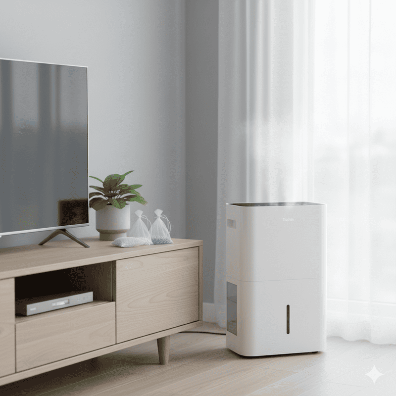 Máy hút ẩm và gói silicagel là những "vị cứu tinh" hiệu quả giúp không gian sống luôn khô thoáng