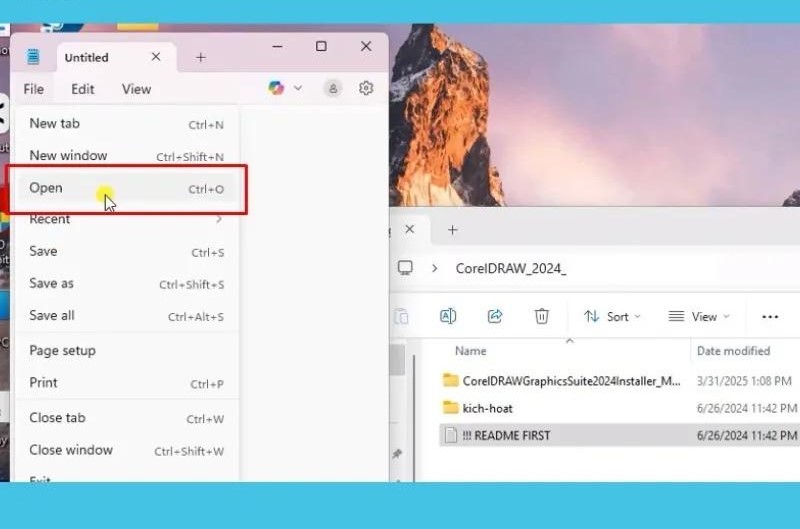 Nhấn Open để mở tệp hệ thống