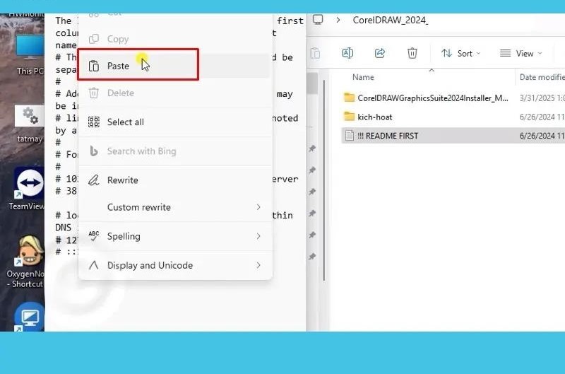 Dán nội dung đã sao chép từ README vào cuối file hosts
