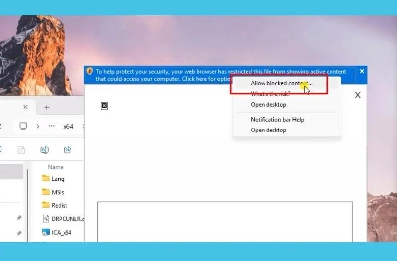 Nếu có cảnh báo bảo mật hiện lên, nhấn Allow blocked như trong hình