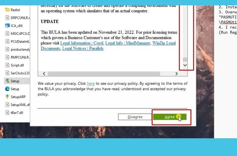 Cuộn xuống cuối trang điều khoản và nhấn Agree để đồng ý