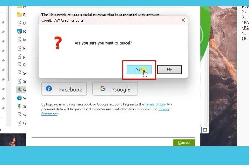 Khi được hỏi, nhấn Cancel để kết thúc một bước phụ
