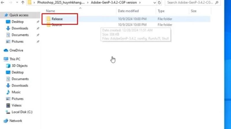Tìm thư mục Release