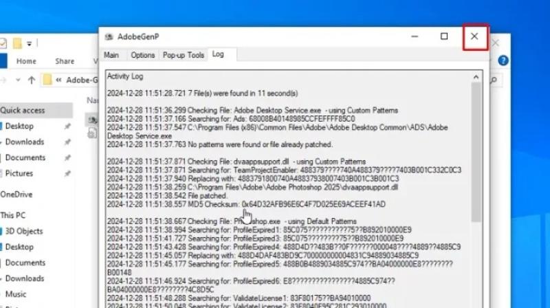 Bấm X khi hoàn thành